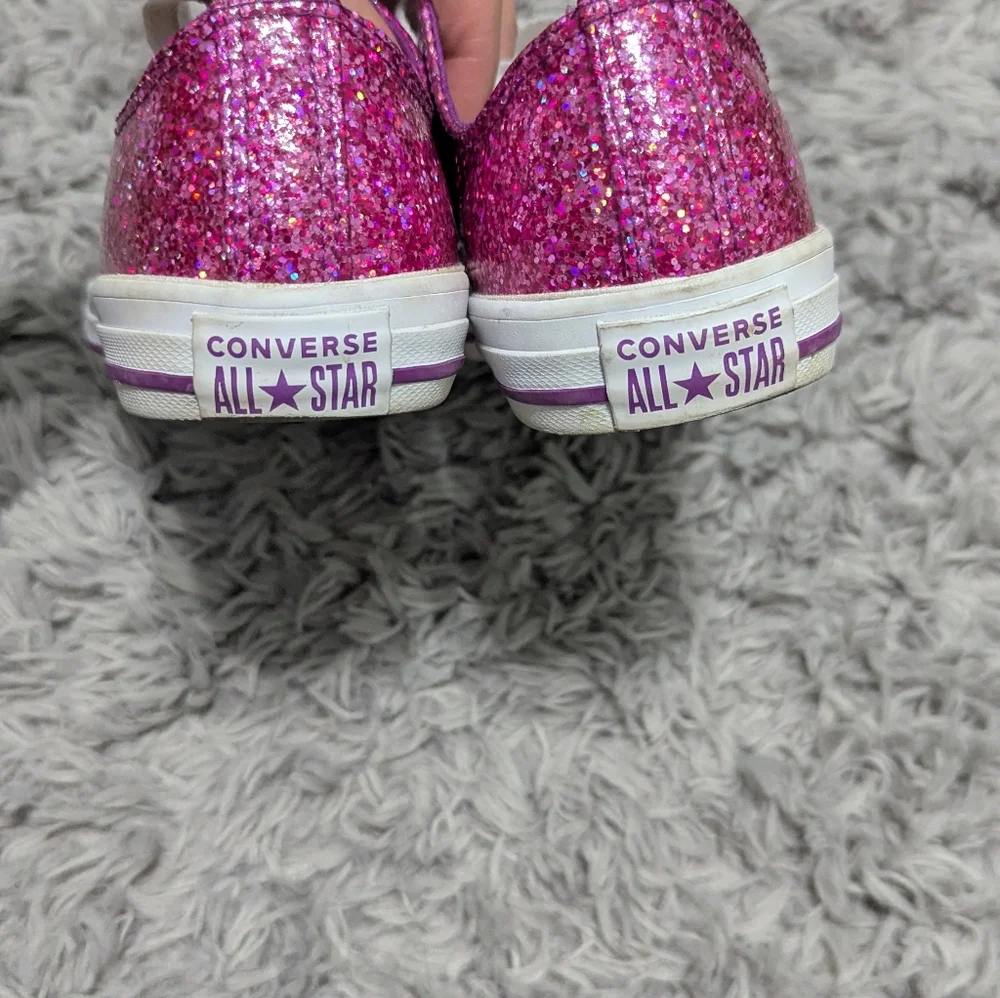 🌸Converse‎ All Star Pink Glitter Sparkles Lace Up Sneaker Size 4.5